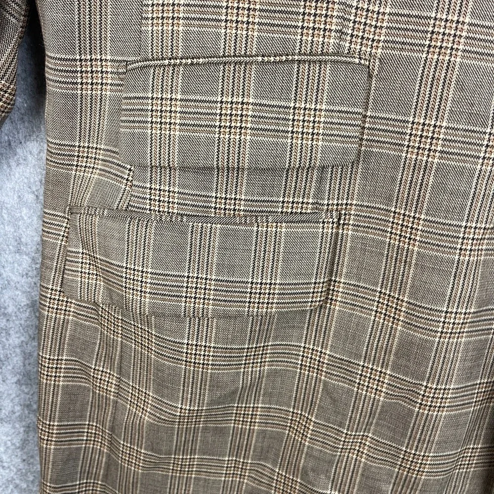 Ranieri Nomo Blazer Mens 50L Tan Wool Windowpane Plaid Classic Super 150s Italy